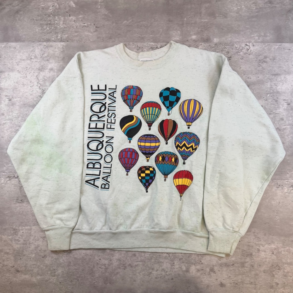 Vintage Resort Images Albuquerque Balloon Festival Sweatshirt Gray Large USA